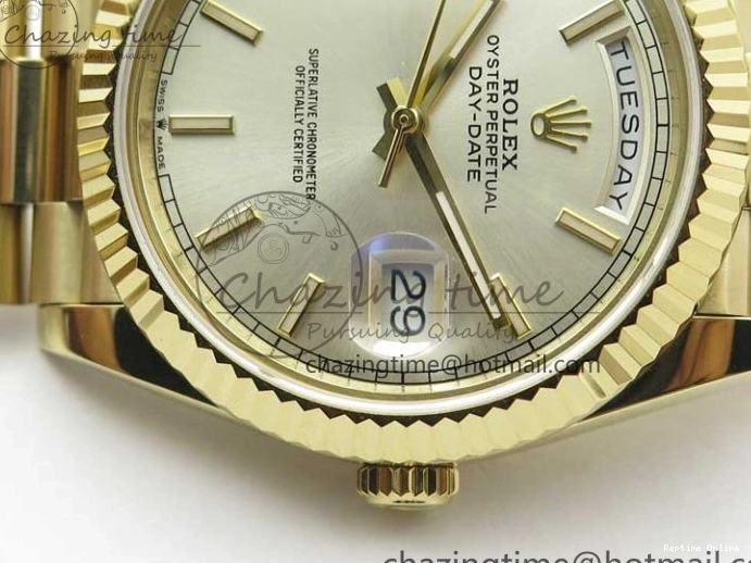 1218 Day-Date 40mm 228239 BP New Dial Version 904 YG Silver Stick Markers Dial on YG President Bracelet A Sophisticated 2807